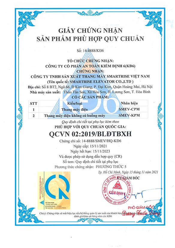 Chúng nhận sản phẩm phù hợp quy chuẩn