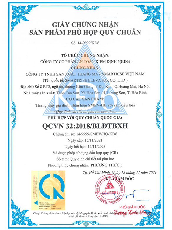 Chúng nhận sản phẩm phù hợp quy chuẩn 02